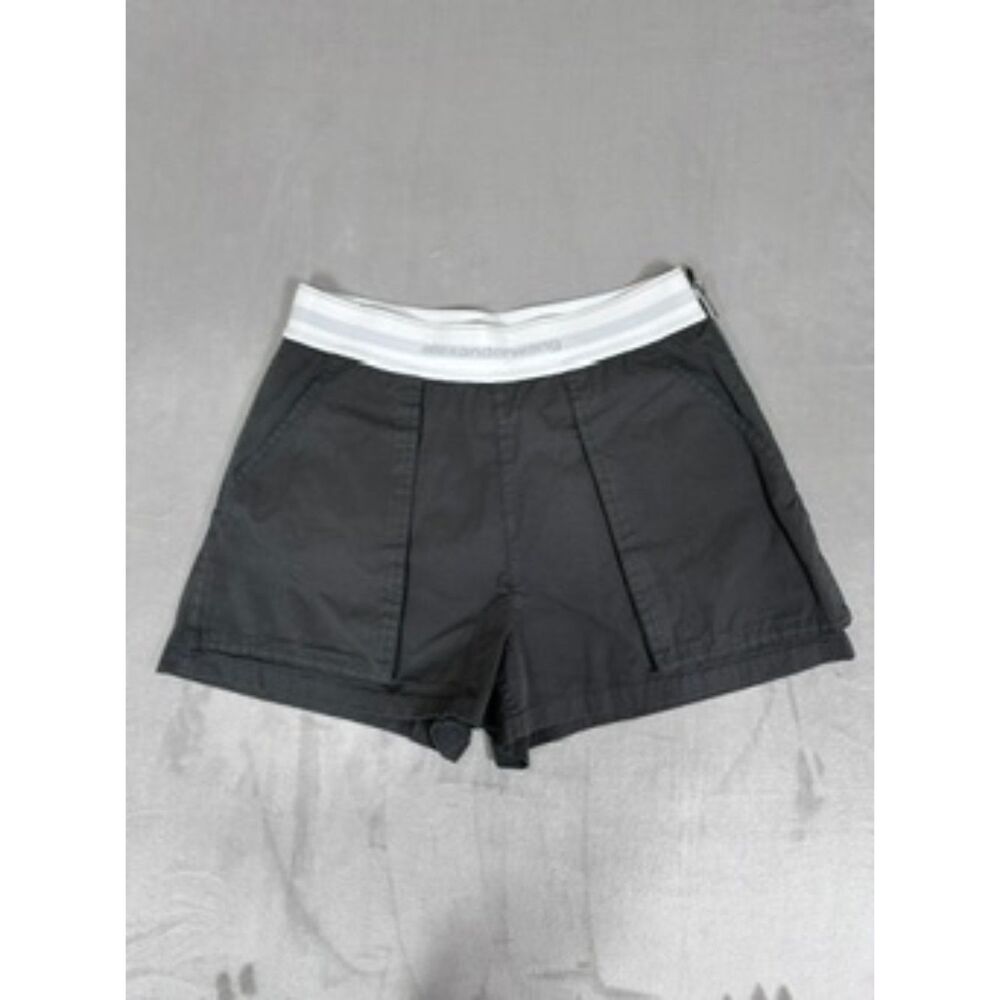 Alexander Wang High Waisted‎ Cargo Rave Shorts Off Black Logo Elastic Size 10